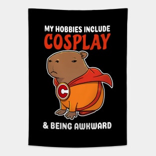 My hobbies include Cosplay and being awkward cartoon Capybara Superhero Tapestry