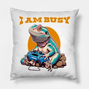 Iguana Dragon Dad Video Game Pillow