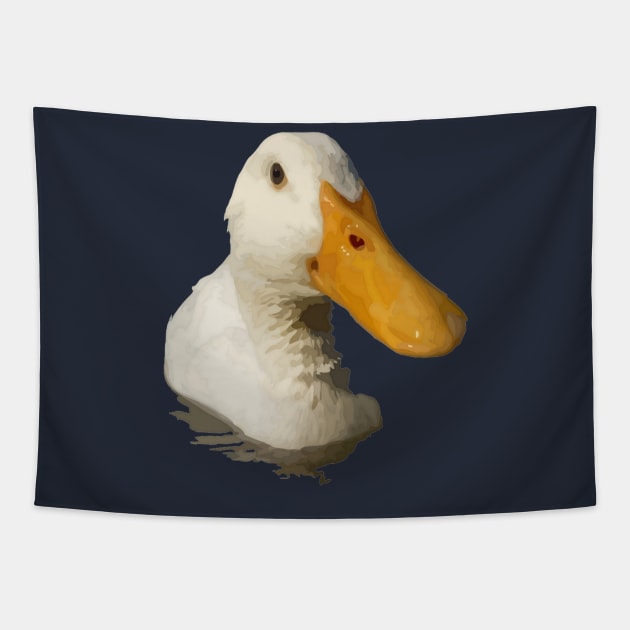 Nerdy Large Beaked White Duck Profile Tapestry by taiche