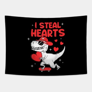 I Steal Hearts Trex Dino Valentine's Day Tapestry