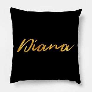 Diana Name Hand Lettering in Faux Gold Letters Pillow