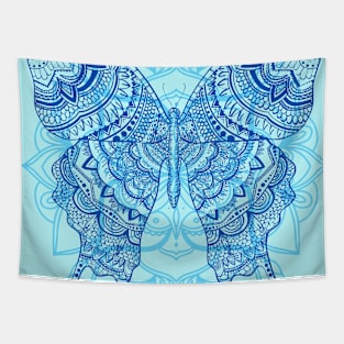 Mandala Butterfly Blue Tapestry