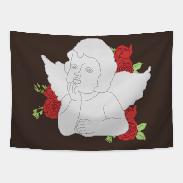 Angel with Roses Tapestry by courtneylgraben