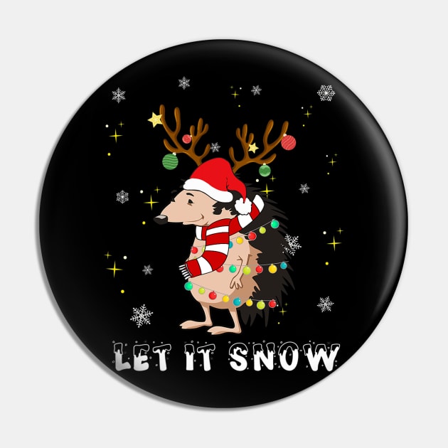 Hedgehog Let It Snow Christmas Dog Lights Pin by eldridgejacqueline