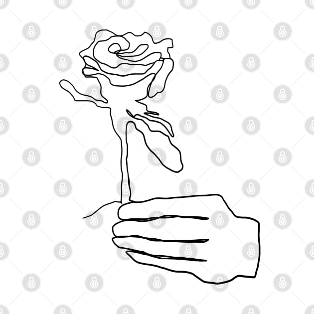 Holding Rose One Line Art by wildjellybeans