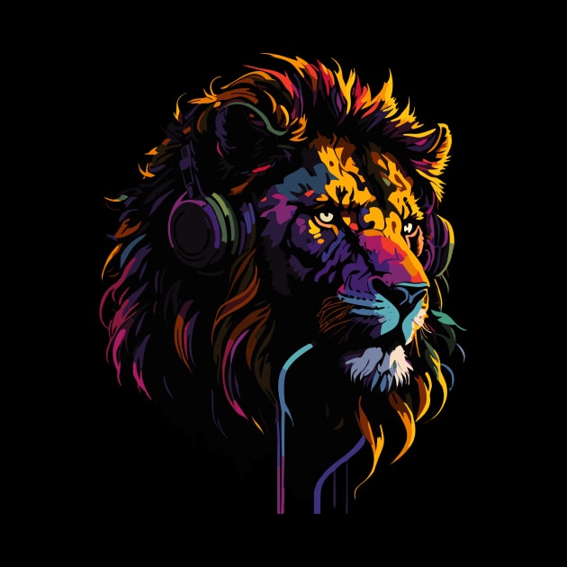 Lion Headphones Party  Summer Aesthetic by Stoiceveryday