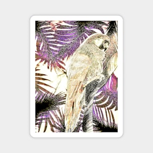 PURPLE INK PARROT DECO POSTER VINTAGE MACAW PALM PRINT Magnet