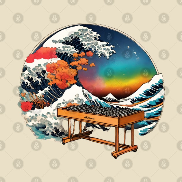 Vintage The Great Wave and Vibraphone Player Musician of Vibraphonist by Mochabonk