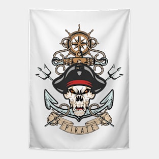 Pirate Nautical Adventure Art Drawing Illustration Tapestry