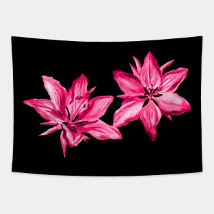 Pink Painted Watercolor Lilies Floral Tapestry