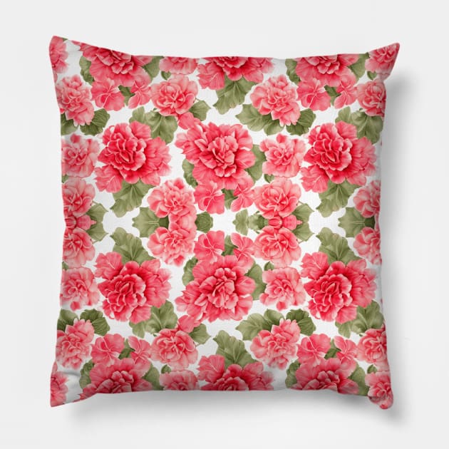 Floral Pattern Begonia Flowers Pillow by ImaginativeInkPOD