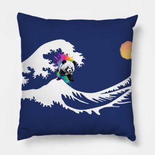 Panda Surfing at The Great Wave off Kanagawa Pillow