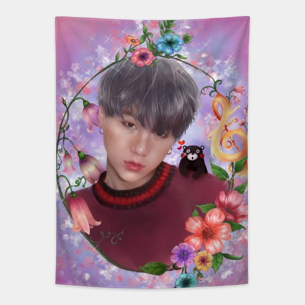 Yoongi x Kumamon || flower boy Tapestry by SoMerlee