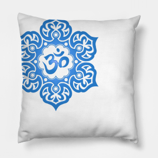 Blue Lotus Flower Yoga Om Pillow