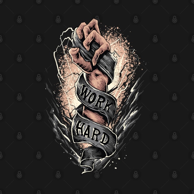 Work hard - motivational - rising hand illustration by Teefold