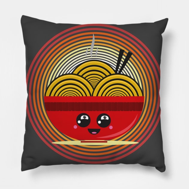 Cute Ramen Noodles Japanese Kawaii Nood Pillow by dconciente