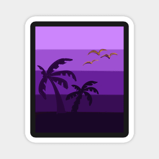 Purple gradient palm tree silhouette Magnet