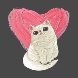 I Love My Cat Heart Design T-Shirt