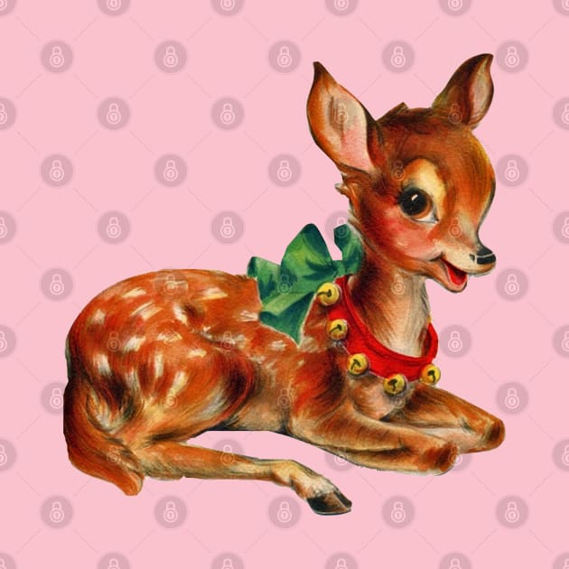 Vintage Christmas Cute Reindeer by PUFFYP