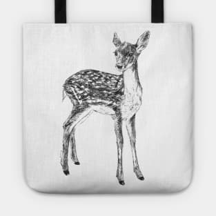 Ink drawing of a fawn Tote