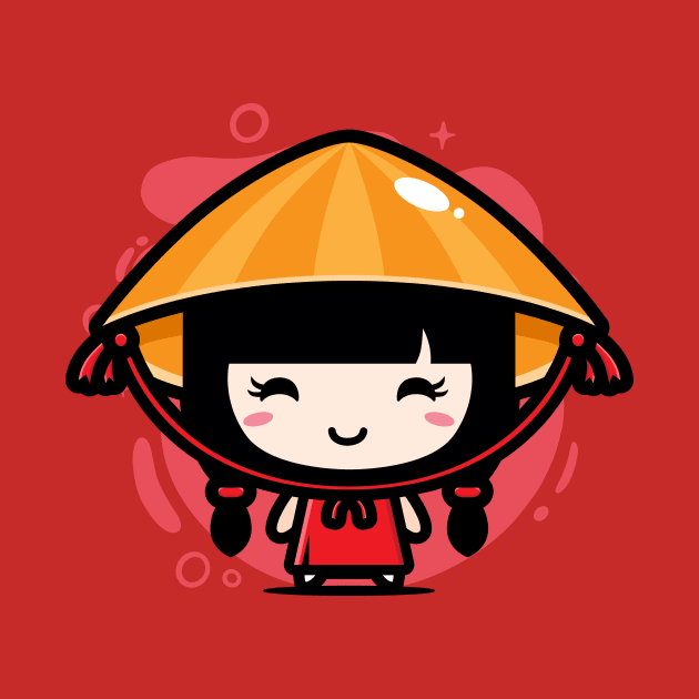 Cute Kawaii Chinese Girl in Traditional Attire // Chibi Style China by SLAG_Creative