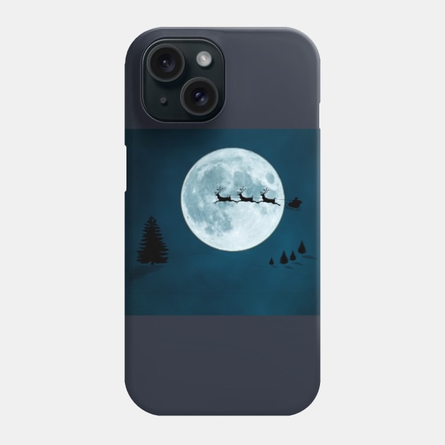 Santas Sleigh in the Moon Phone Case by Humerushumor