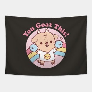 Cute Goat Cheerleader You Goat This Pun Tapestry