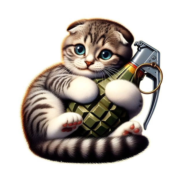 Cat and Grenade by Rawlifegraphic