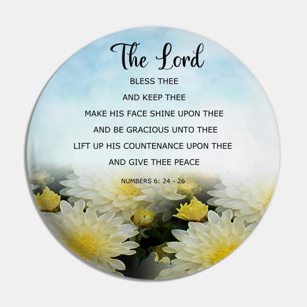 God's Blessing Prayer -  Numbers 6:24-26  Bible Verse - Blessing Scripture with White Flowers and Blue Sky Pin by Star58