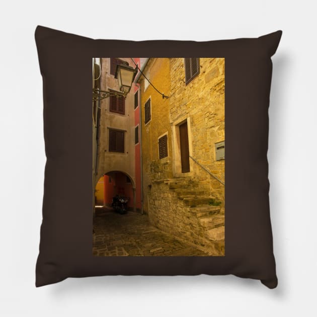 Street in Piran, Slovenia Pillow by jojobob