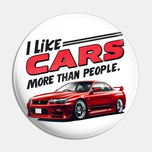 I like cars more than people Humorous Auto Enthusiast tee 2 Pin