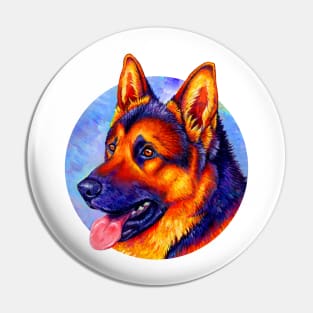 Courageous Partner Colorful German Shepherd Dog Pin