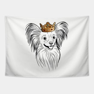 Papillon Dog King Queen Wearing Crown Tapestry