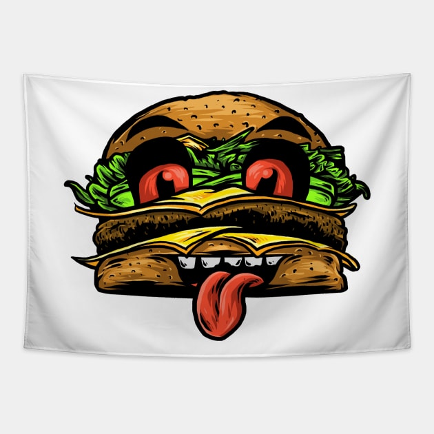 MONSTER BURGER KING Tapestry by TENSTUDIOART