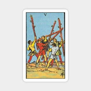 Five of wands tarot card Magnet