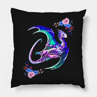 Day Of The Dead Sugar Skull Dragon Pillow