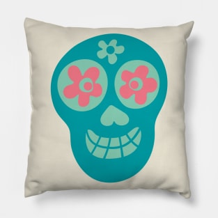 Cute Floral Sugar Skull - UnBlink Studio by Jackie Tahara Pillow