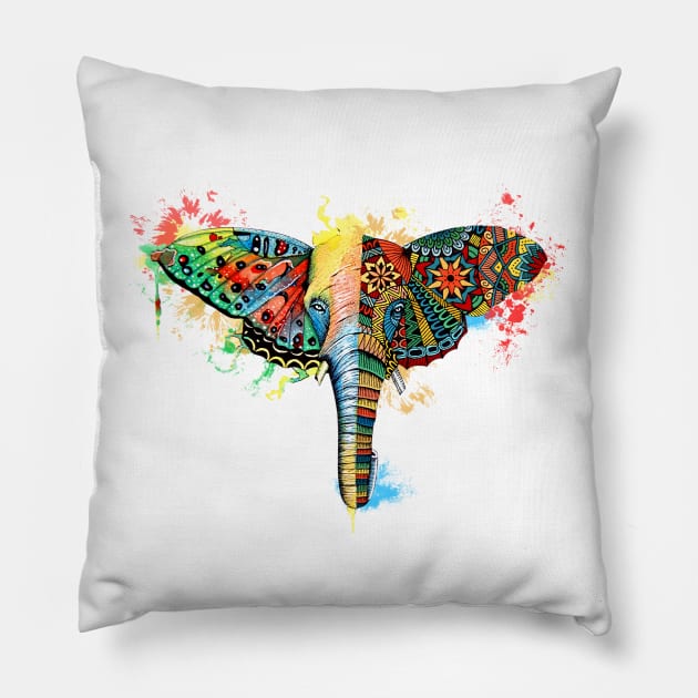 Butterfly elephant Pillow by ilhnklv