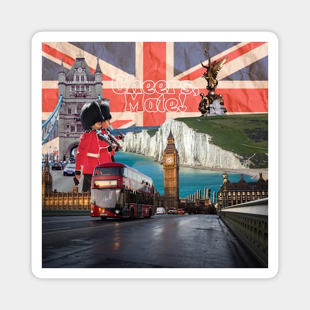 Cheers, mate! A London Icons Collage Magnet by Amourist