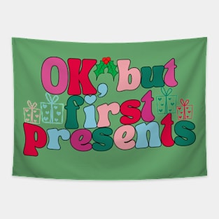 Ok But First Presents Holiday Tapestry