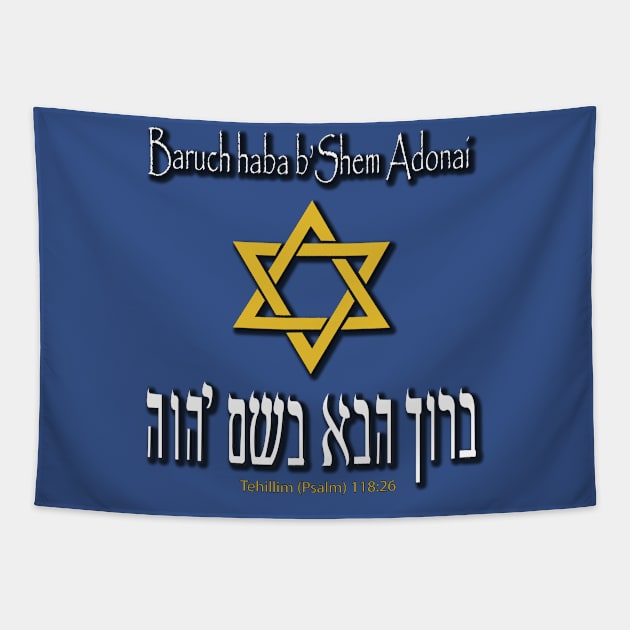 Baruch haba b' Shem Adonai Tapestry by Serena Lynn Designs