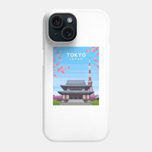 Tokyo Japan - Tokyo Tower and Zojoji Temple Phone Case