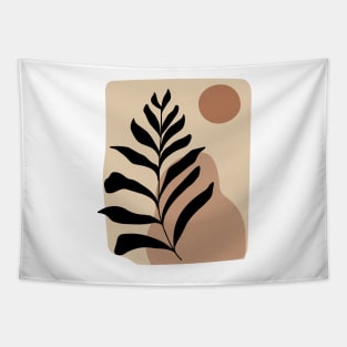 Modern Minimalist Simple Abstract Pastel Pink Black Leaf Art Tapestry