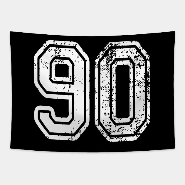 Number 90 Grungy in white Tapestry by Sterling