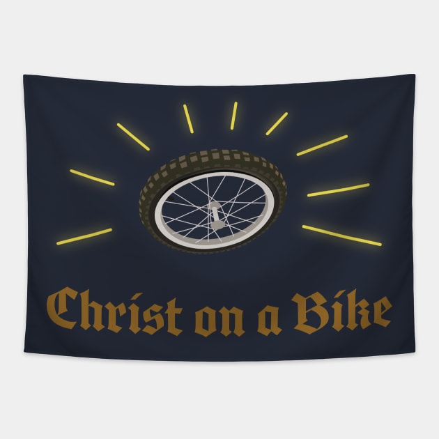 christ on a bike! Tapestry by bug bones