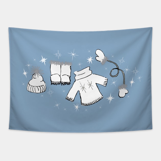 Winter weather snow lover cartoon illustration Tapestry by Angel Dawn Design