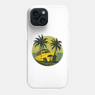 vintage ship design with palm tree Phone Case