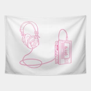 Portable Tape Player (Cyclamen Pink Lines) Analog / Music Tapestry