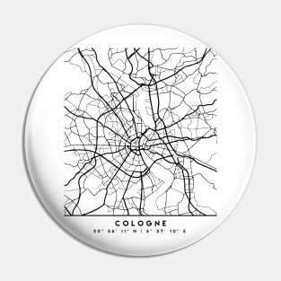 COLOGNE GERMANY BLACK CITY STREET MAP ART Pin