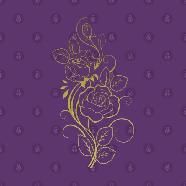 Gold Toned Roses Outline Bouquet by Roly Poly Roundabout